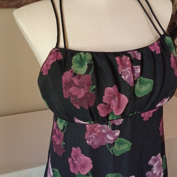 Sz 12 Black Floral Cocktail Dress by CDC Evening - Picture 2 of 8